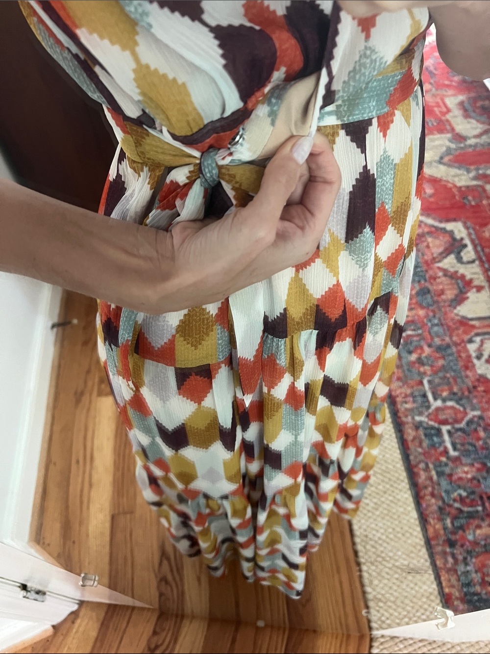 Roller Rabbit Multi-Color Geometric Wrap Maxi Dress - Picture 3 of 6